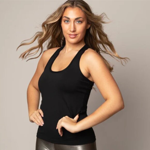 Emily Hsu Designs Allegro Racer Tank Black BNWT Size M - Picture 1 of 6